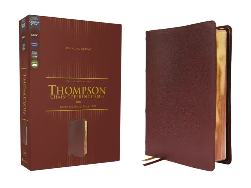Nkjv, Thompson Chain-Reference Bible, Genuine Leather, Calfskin, Burgundy, Red Letter, Comfort Print - stevensbooks