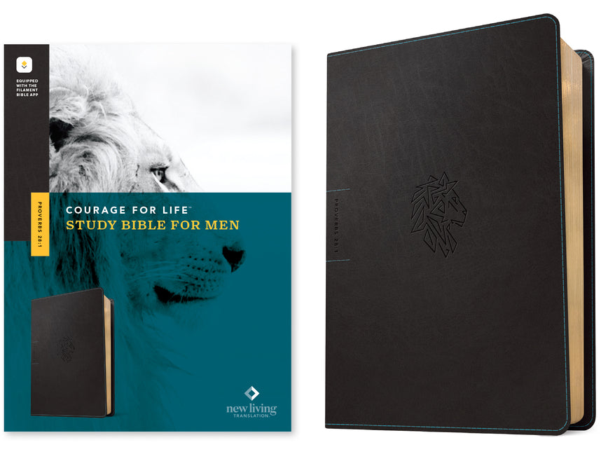 NLT Courage for Life Study Bible for Men, Filament Enabled (Leatherlike, Onyx Lion) - Ingram