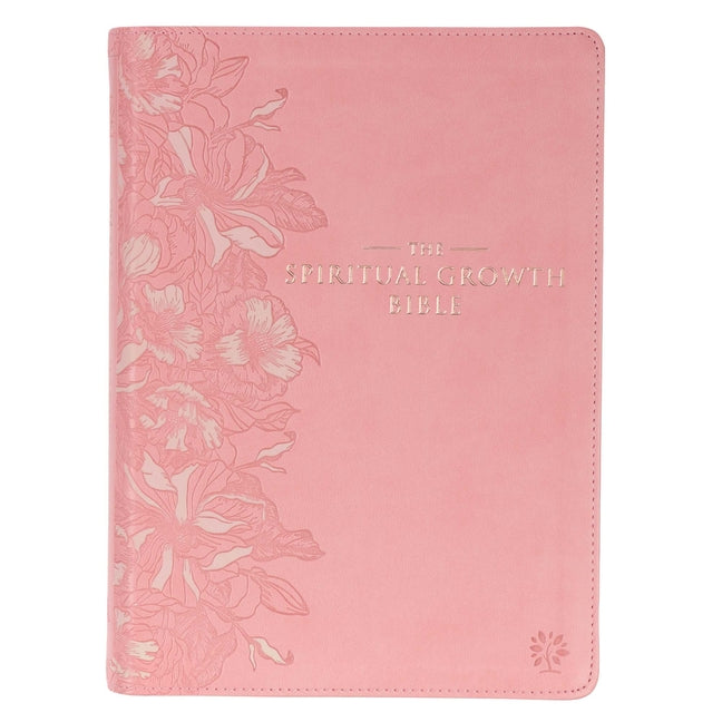 Spiritual Growth Bible, Study Bible, NLT - New Living Translation Holy Bible, Faux Leather, Pink - Ingram
