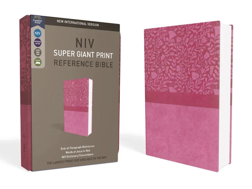 NIV, Super Giant Print Reference Bible, Giant Print, Imitation Leather, Pink, Red Letter Edition (Special) - stevensbooks