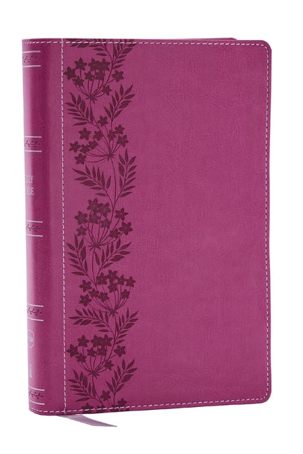 NKJV Personal Size Large Print Bible with 43,000 Cross References, Pink Leathersoft, Red Letter, Comfort Print - Ingram