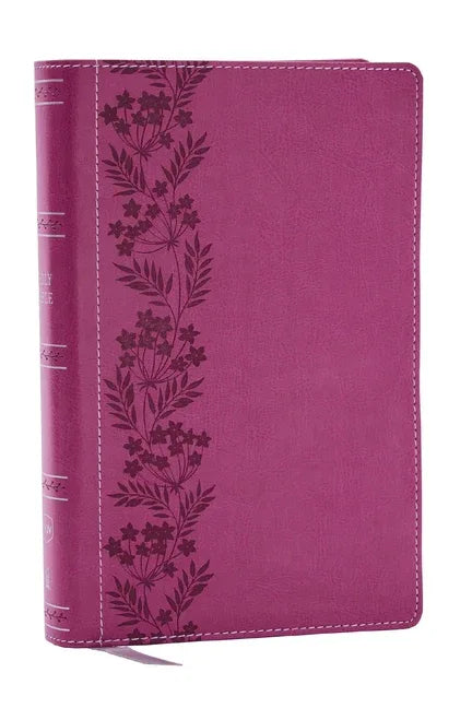 NKJV Personal Size Large Print Bible with 43,000 Cross References, Pink Leathersoft, Red Letter, Comfort Print - stevensbooks