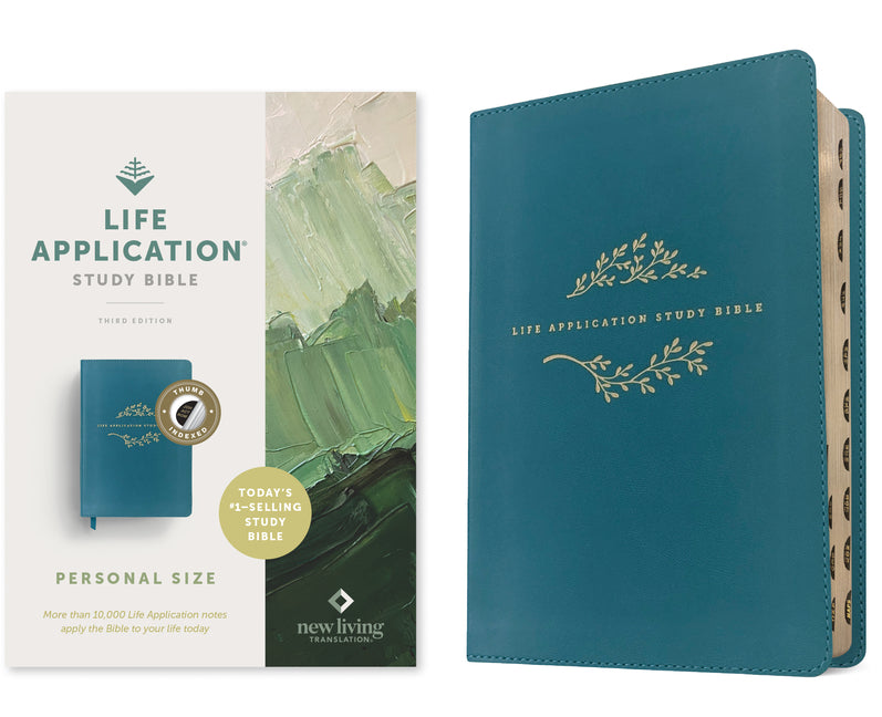 NLT Life Application Study Bible, Third Edition, Personal Size (Leatherlike, Teal Blue, Indexed, Red Letter) - Ingram