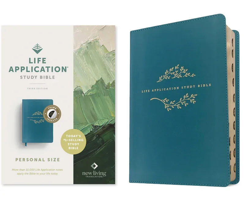NLT Life Application Study Bible, Third Edition, Personal Size (Leatherlike, Teal Blue, Indexed, Red Letter) - stevensbooks
