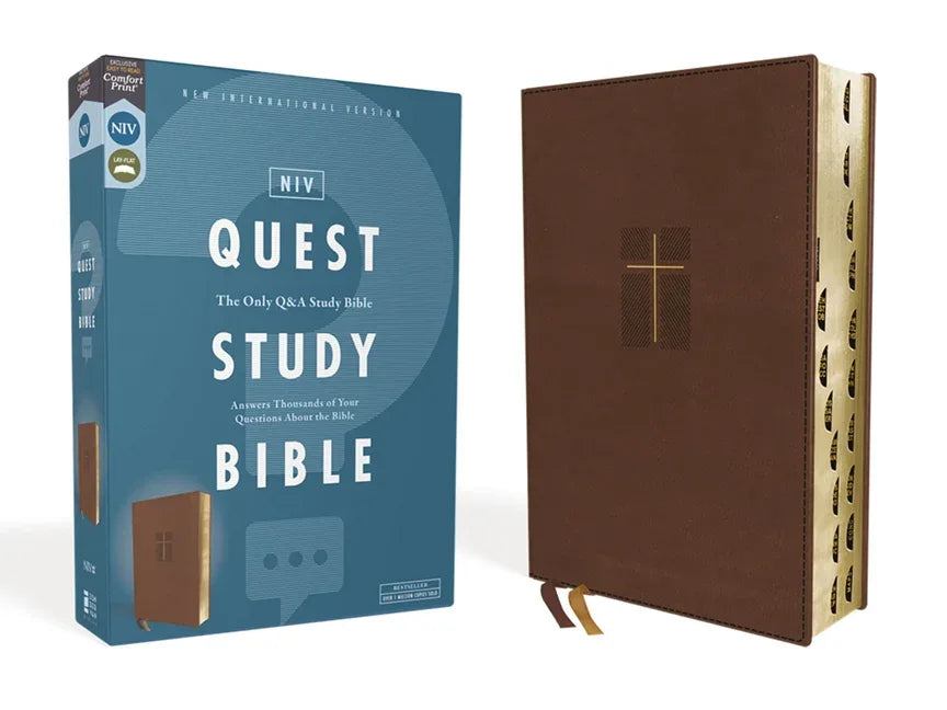 Niv, Quest Study Bible, Leathersoft, Brown, Indexed, Comfort Print: The Only Q and A Study Bible - stevensbooks