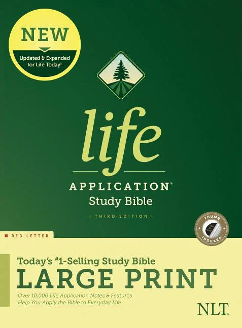 NLT Life Application Study Bible, Third Edition, Large Print (Red Letter, Hardcover, Indexed) - stevensbooks