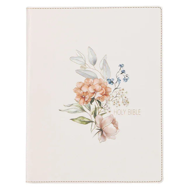 KJV Note-Taking Bible LP Faux Leather Hc White Floral - stevensbooks