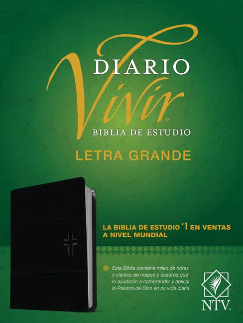 Biblia de Estudio del Diario Vivir Ntv, Letra Grande (Sentipiel, Negro/Ónice, Letra Roja) - stevensbooks