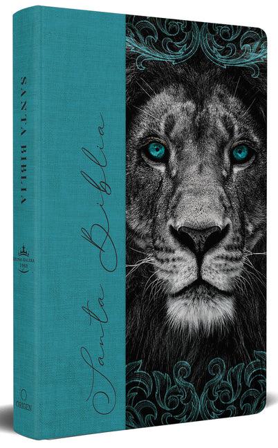 Biblia Rvr 1960 Letra Grande, Tamaño Manual, Tapa Dura de Tela León Aguamarina / Spanish Bible Rvr 1960 Handy Size Large Print Hardcover Cloth Lion Aq - stevensbooks