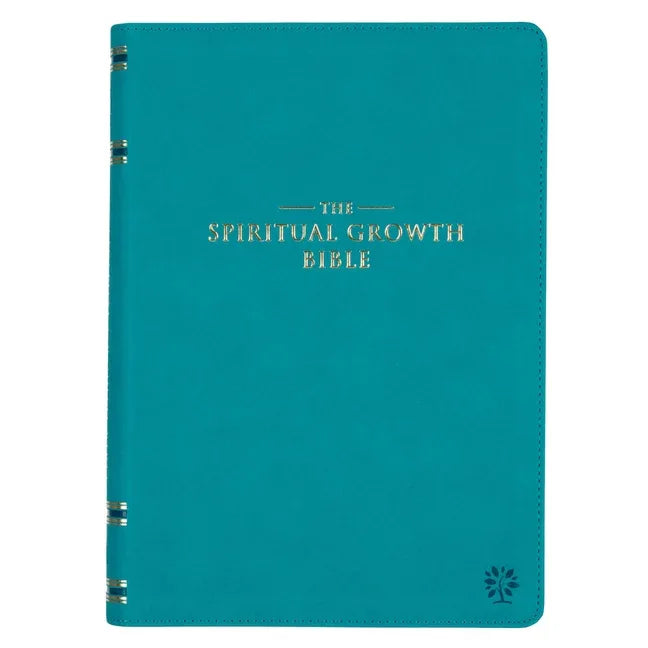 Spiritual Growth Bible, Study Bible, NLT - New Living Translation Holy Bible, Faux Leather, Teal - stevensbooks