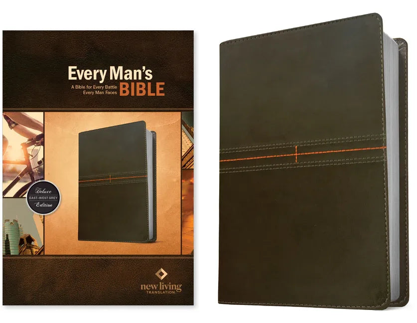 Every Man's Bible NLT (Leatherlike, East-West Grey) - stevensbooks