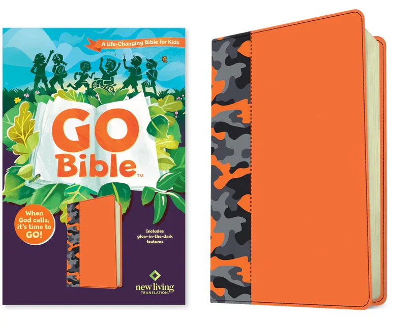 NLT Go Bible for Kids (Leatherlike, Orange Camo): A Life-Changing Bible for Kids - stevensbooks