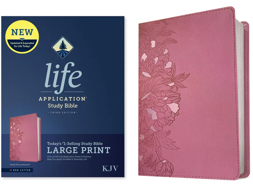 KJV Life Application Study Bible, Third Edition, Large Print (Leatherlike, Peony Pink, Red Letter) - stevensbooks