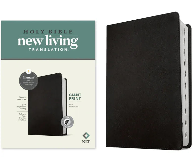 NLT Giant Print Bible, Filament Enabled (Leatherlike, Black, Indexed, Red Letter) - stevensbooks