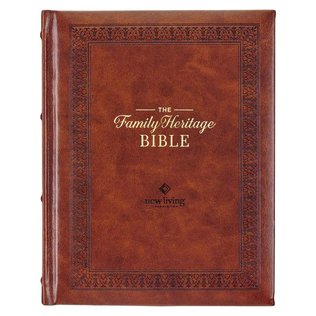 NLT Family Heritage Bible, Large Print Family Devotional Bible for Study, New Living Translation Holy Bible Faux Leather Hardcover, Additional Interac - stevensbooks