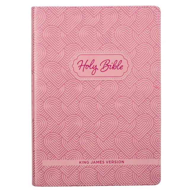 KJV Kids Bible, 40 Pages Full Color Study Helps, Presentation Page, Ribbon Marker, Holy Bible for Children Ages 8-12, Light Pink Hearts Faux Leather F - stevensbooks