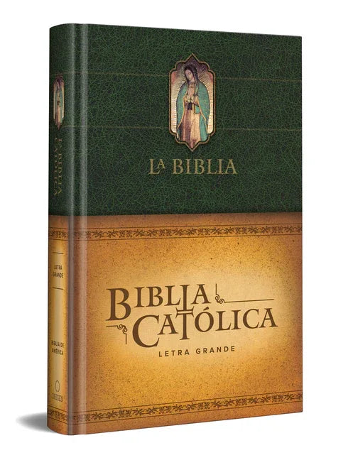 Biblia Católica: Tamaño Grande, Edición Letra Grande. Tapa Dura, Verde, Con Virgen - stevensbooks