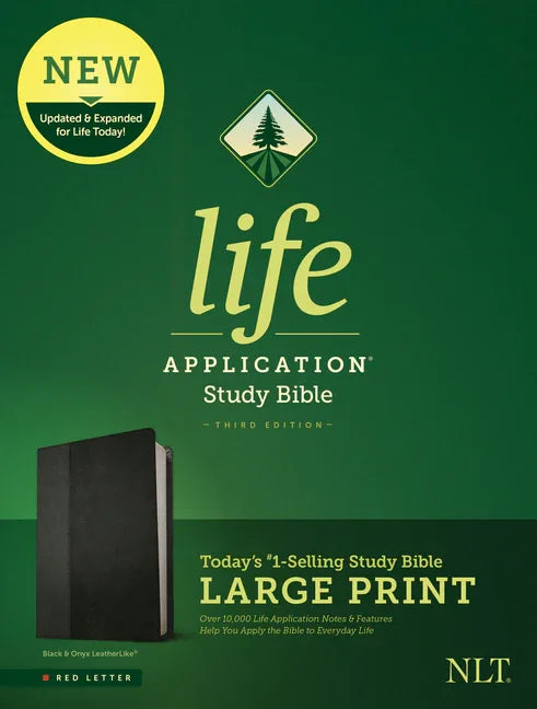 NLT Life Application Study Bible, Third Edition, Large Print (Leatherlike, Black/Onyx) - stevensbooks