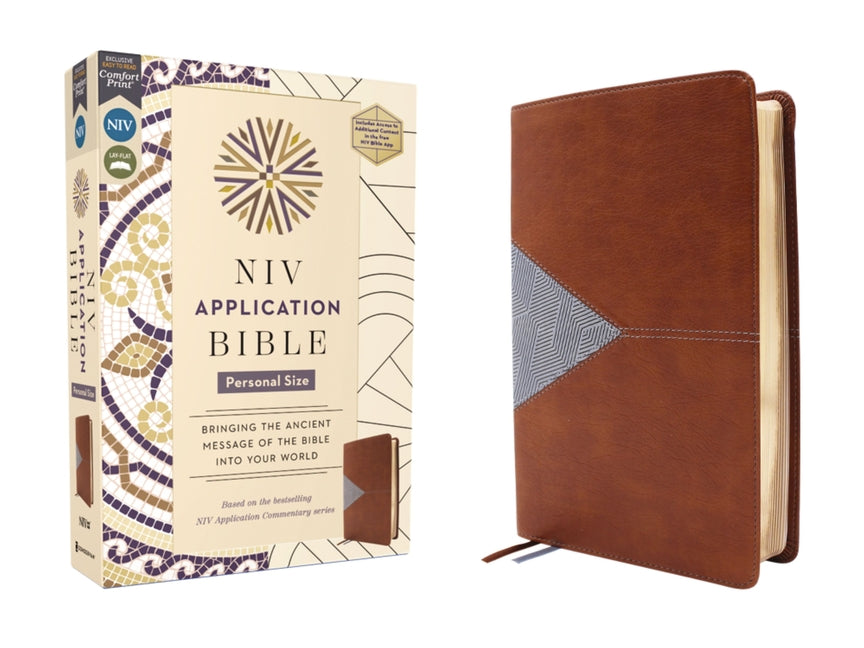 NIV Application Bible, Personal Size, Leathersoft, Brown/Blue, Red Letter, Comfort Print: Bringing the Ancient Message of the Bible Into Your World - Ingram