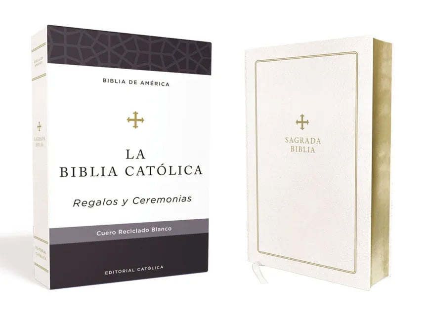 Biblia Católica, Regalos Y Ceremonias, Piel Reciclada, Blanco, Comfort Print - stevensbooks