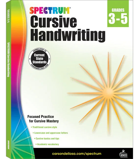 Spectrum Cursive Handwriting, Grades 3 - 5: Volume 108 - stevensbooks