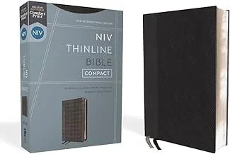 Niv, Thinline Bible, Compact, Leathersoft, Black/Gray, Red Letter, Comfort Print - stevensbooks