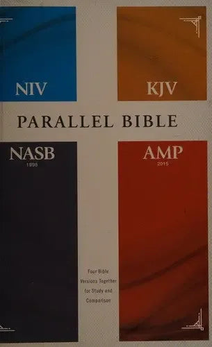 Niv, Kjv, Nasb, Amplified, Parallel Bible, Hardcover: Four Bible Versions Together for Study and Comparison - stevensbooks