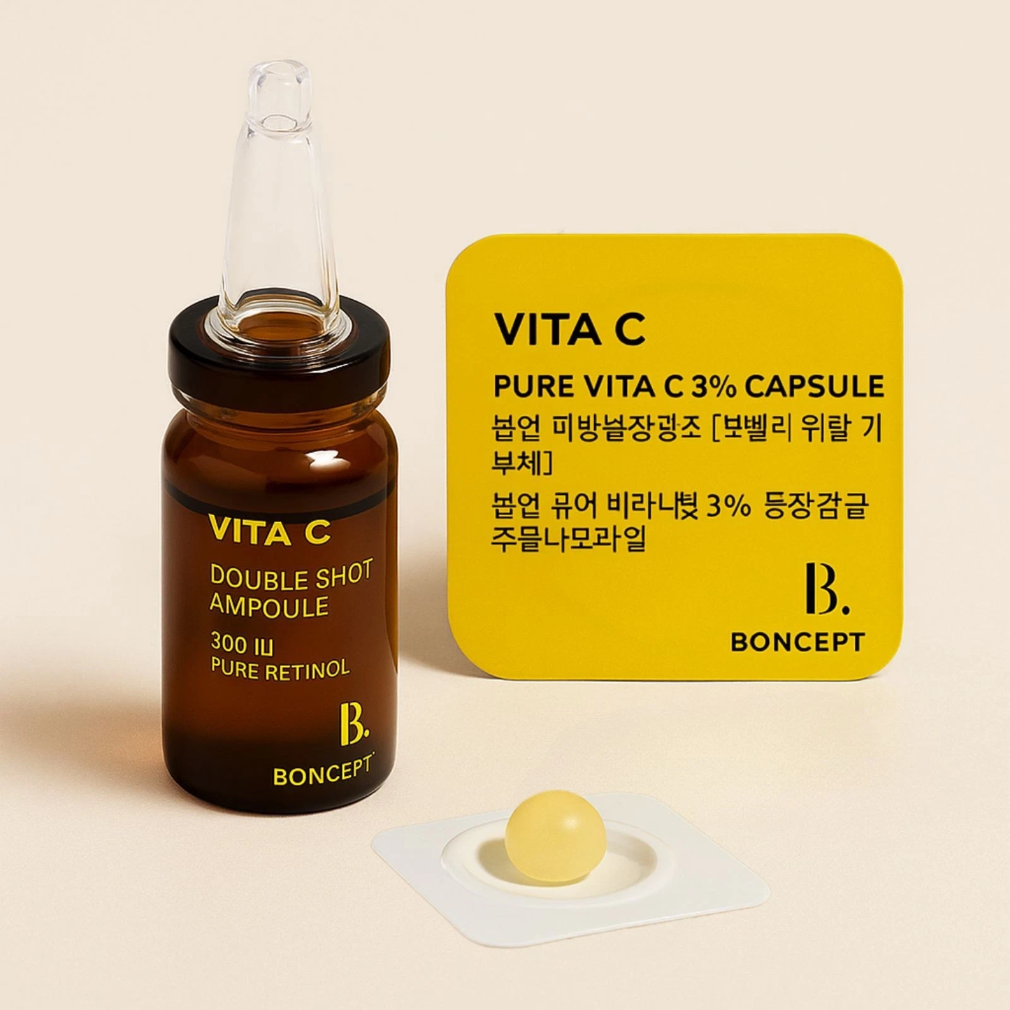 Vita C Double Shot Ampoule Kit Freeze Dried Pure Vitamin C and Retinol