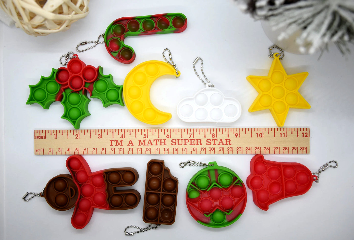 🎄 9pc Christmas Ornament, Gifts for kids, Christmas Gift, Popping Toy, Pop it, Silicone Pop Toy, Toys
