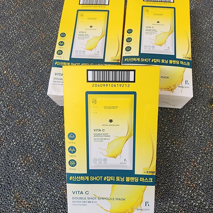 Vita C Double Shot Vitamin C Ampoule Mask Korean Brightening Face Mask 10pcs