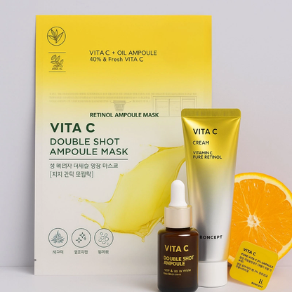 5 pcs Vita C Double Shot Ampoule Kit Freeze Dried Pure Vitamin C and Retinol