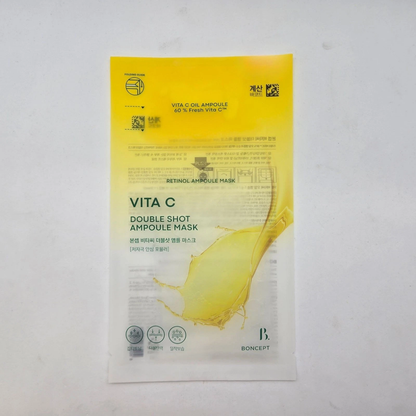 Vita C Double Shot Vitamin C Ampoule Mask Korean Brightening Face Mask 10pcs