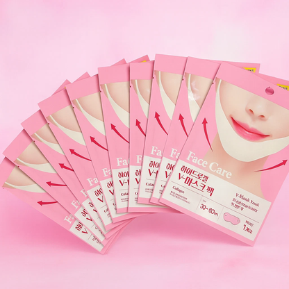 Korean 4pcs Collagen V Line Face Mask and 4pcs Lip Tattoo Tint Firming K Beauty