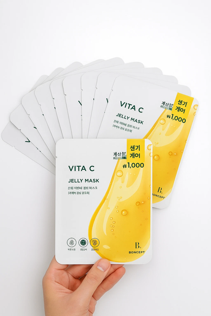 Vita C Jelly Mask 23g x 10 Sheets – Korean Vitamin C Facial Mask for Brightening