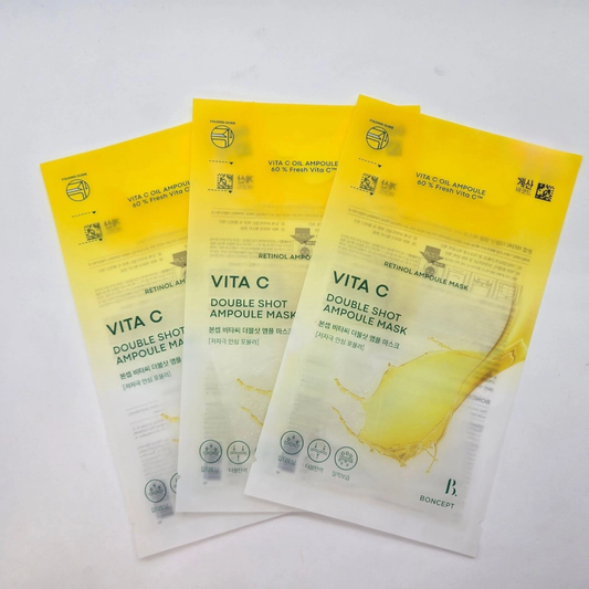Vita C Double Shot Vitamin C Ampoule Mask Korean Brightening Face Mask 3pcs