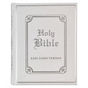 KJV Holy Bible, Classically Illustrated Heirloom Family Bible, Faux Leather Hardcover - Ribbon Markers, King James Version, White/Silver