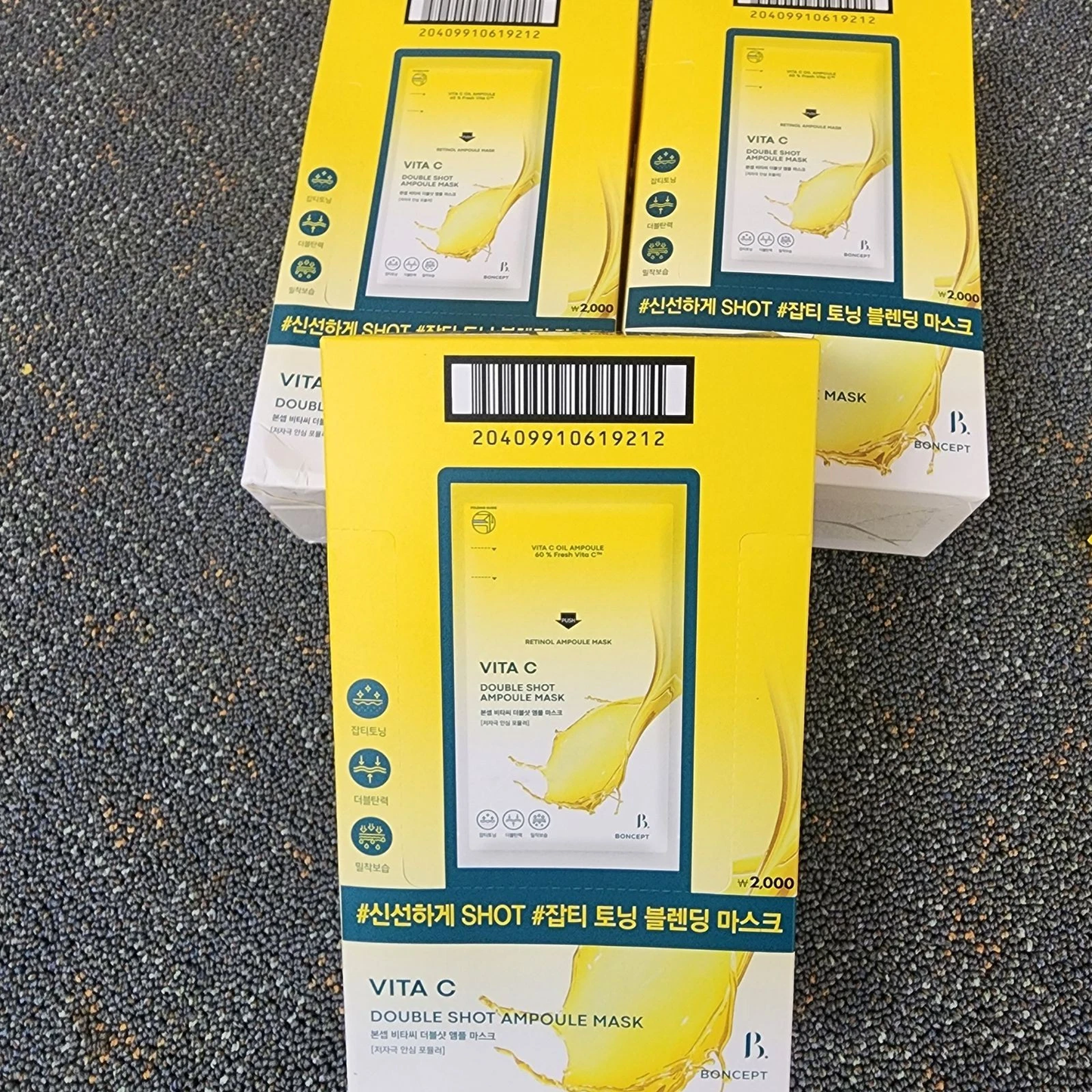 Vita C Double Shot Vitamin C Ampoule Mask Korean Brightening Face Mask 3pcs