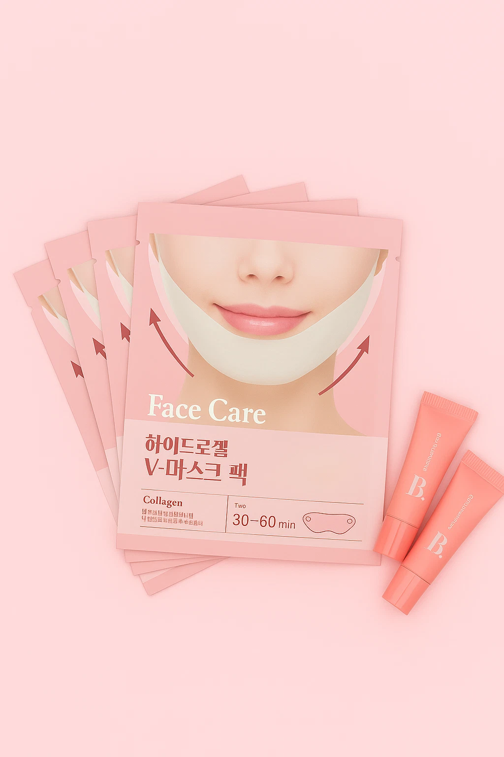 5 Pcs Hydrogel V Line Lifting Mask and 2 Pcs Korean Peel Off Lip Tattoo Tint