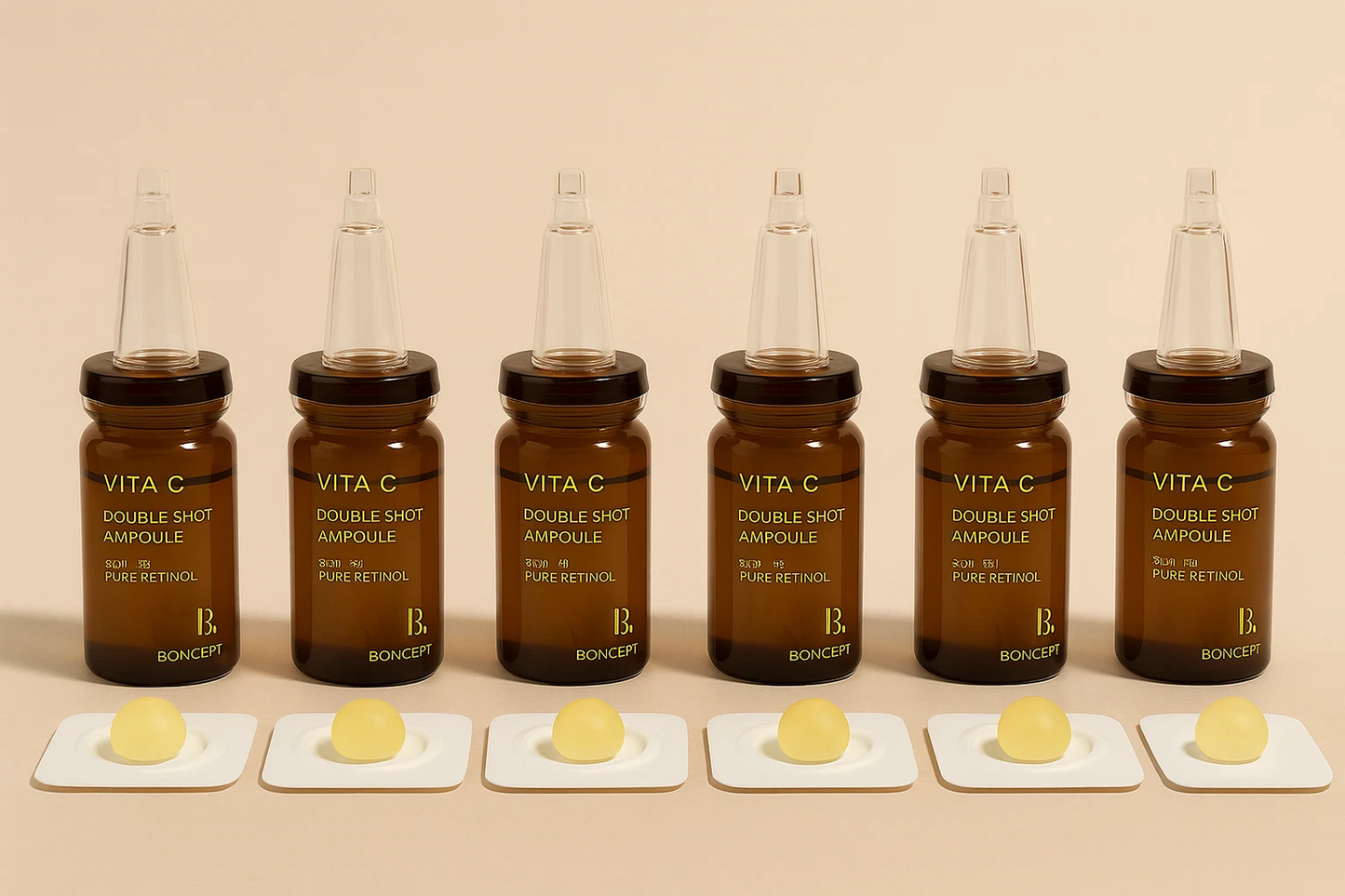 5 pcs Vita C Double Shot Ampoule Kit Freeze Dried Pure Vitamin C and Retinol