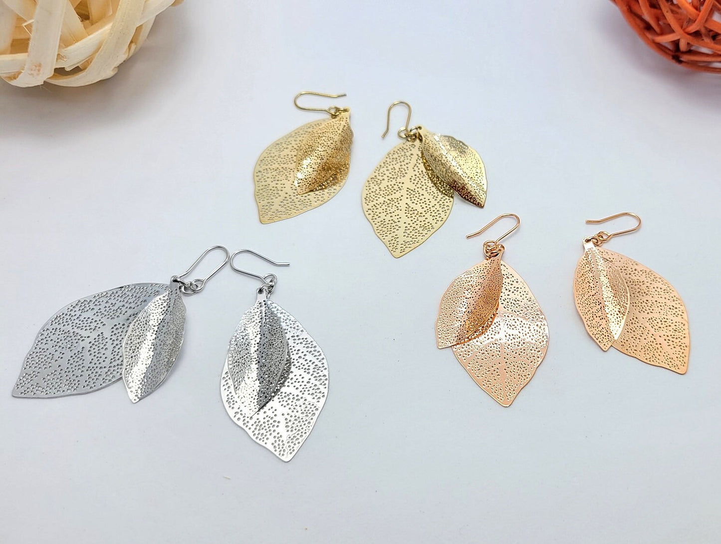 🍂 Leaf Glow — Handmade Silver Leaf Earrings, Dangle Earrings, Gift for Her, Holiday’s Gift