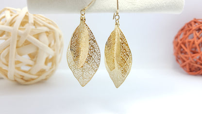 🍂 Leaf Glow — Handmade Silver Leaf Earrings, Dangle Earrings, Gift for Her, Holiday’s Gift