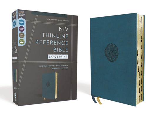 Niv, Thinline Reference Bible (Deep Study at a Portable Size), Large Print, Leathersoft, Teal, Red Letter, Thumb Indexed, Comfort Print - Ingram