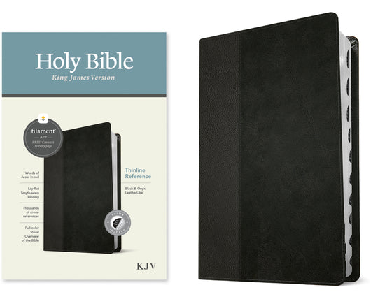 KJV Thinline Reference Bible, Filament Enabled (Leatherlike, Black/Onyx, Indexed, Red Letter) - Ingram