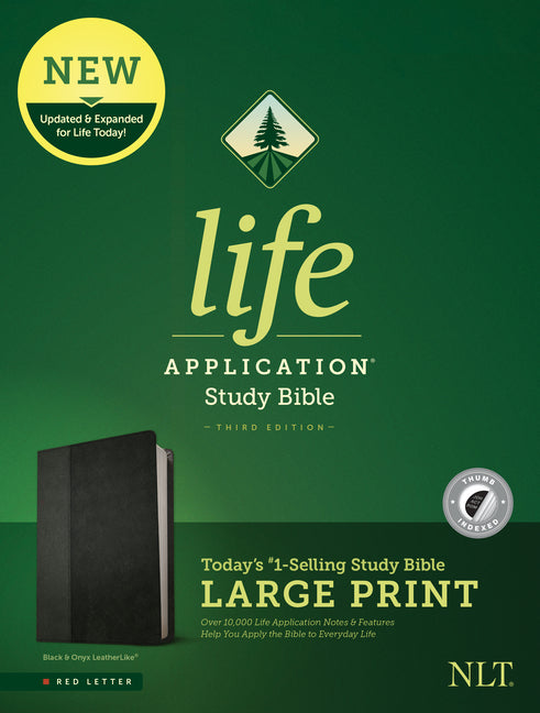 NLT Life Application Study Bible, Third Edition, Large Print (Leatherlike, Black/Onyx, Indexed) - Ingram