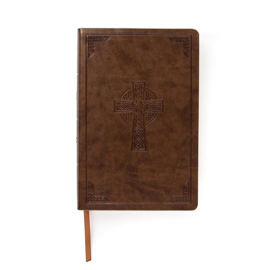 CSB Large Print Personal Size Reference Bible, Brown Celtic Cross Leathertouch - Ingram