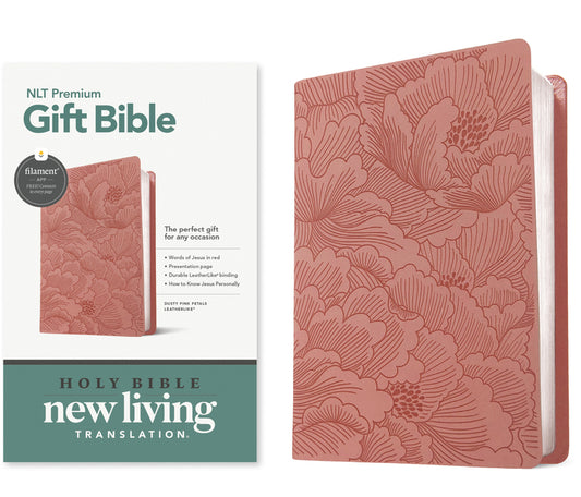 Premium Gift Bible Nlt, Filament Enabled (Leatherlike, Dusty Pink Petals, Red Letter) - Ingram