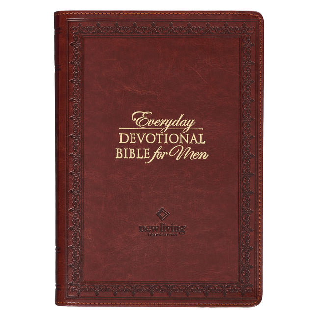 NLT Holy Bible Everyday Devotional Bible for Men New Living Translation, Vegan Leather, Burgundy Debossed - Ingram