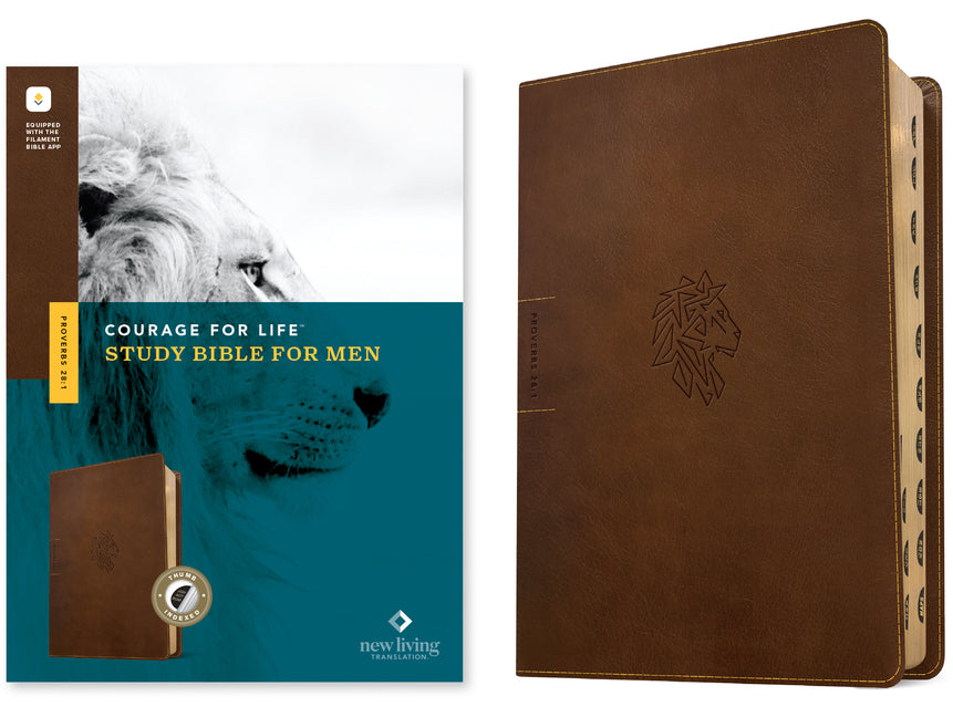 NLT Courage for Life Study Bible for Men, Filament Enabled (Leatherlike, Rustic Brown Lion, Indexed) - Ingram