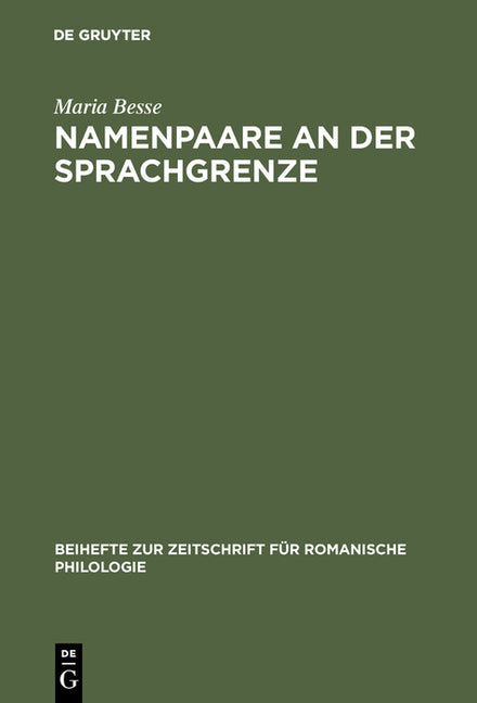 Namenpaare an der Sprachgrenze (Reprint 2017) - Ingram