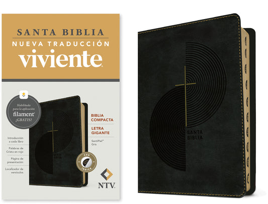 Biblia Compacta Ntv, Letra Gigante Con Filament (Sentipiel, Gris, Índice, Letra Roja) - Ingram